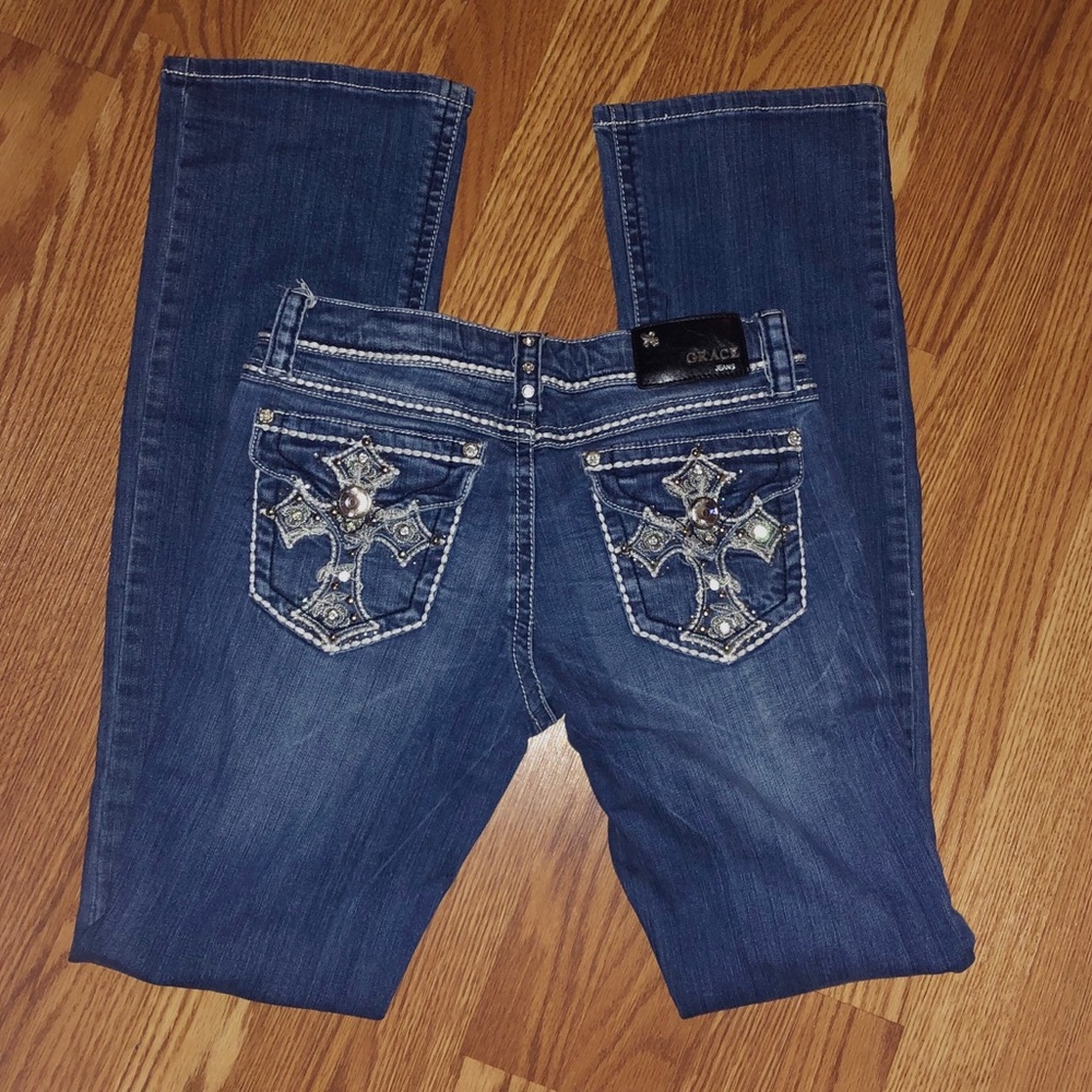 GRACE in LA BOOT CUT JEANS • CROSS BLING SIZE 27
